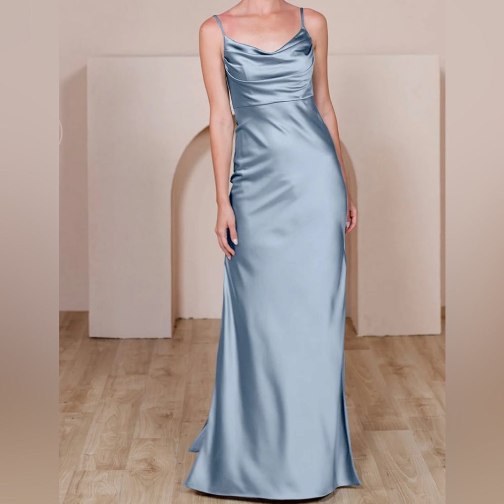 Revelry Sky Satin Dress French Blue 2